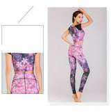 Short Sleeve Top Sports Fitness Pants Printed Yoga Suit